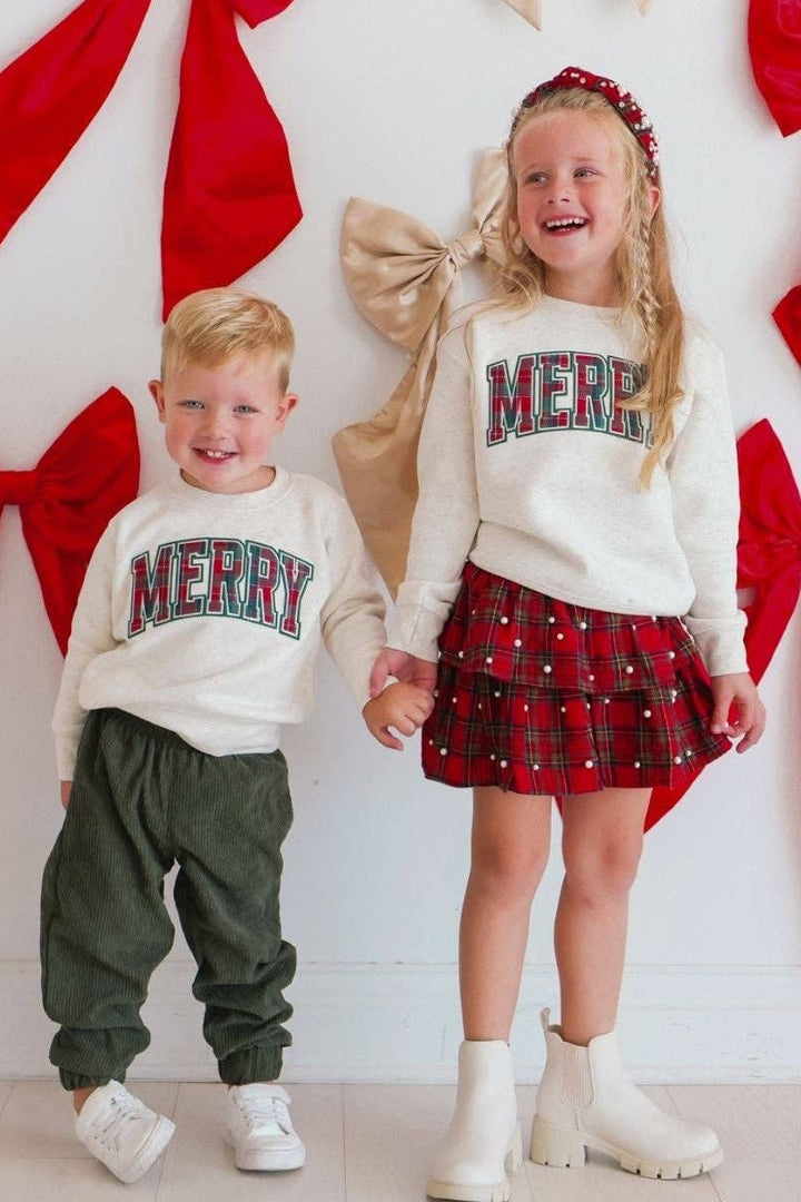 Be Merry Plaid Patch Sweatshirt