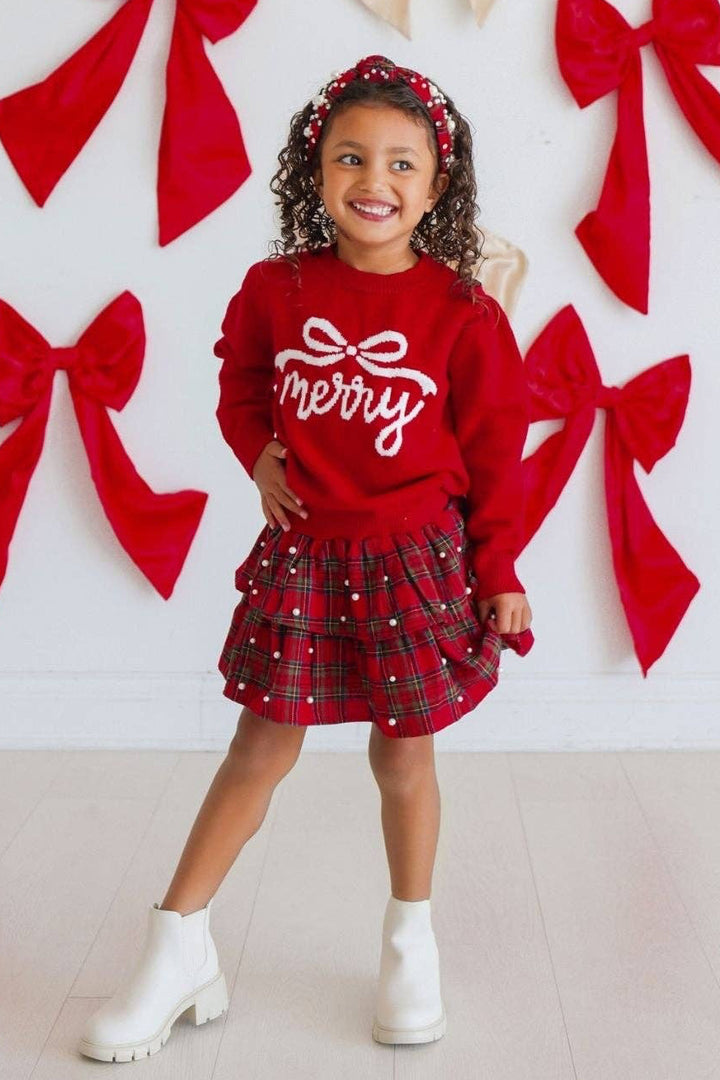 Be Merry Pearl Holiday Plaid Tiered Skirt