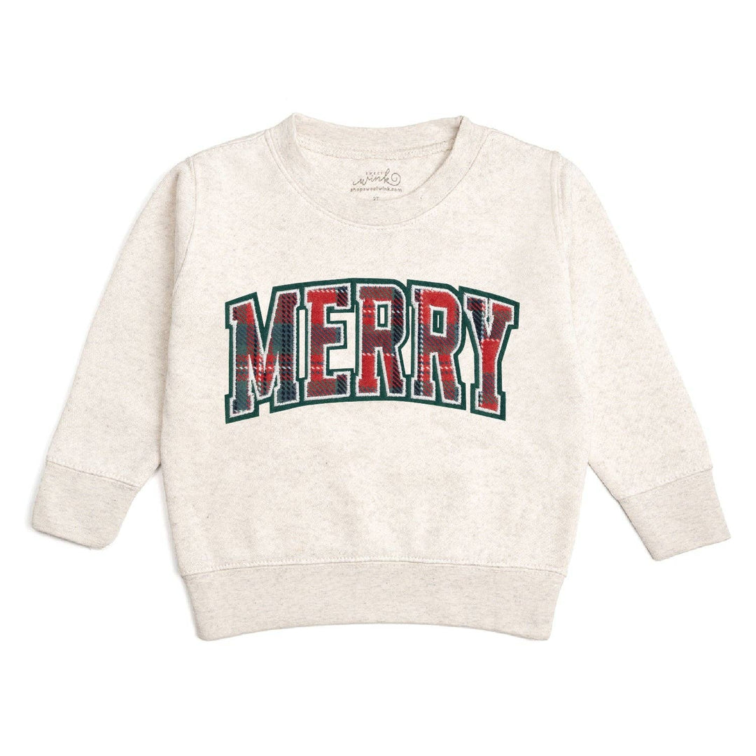 Be Merry Plaid Patch Sweatshirt