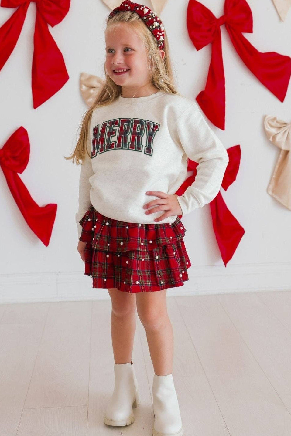 Be Merry Plaid Patch Sweatshirt