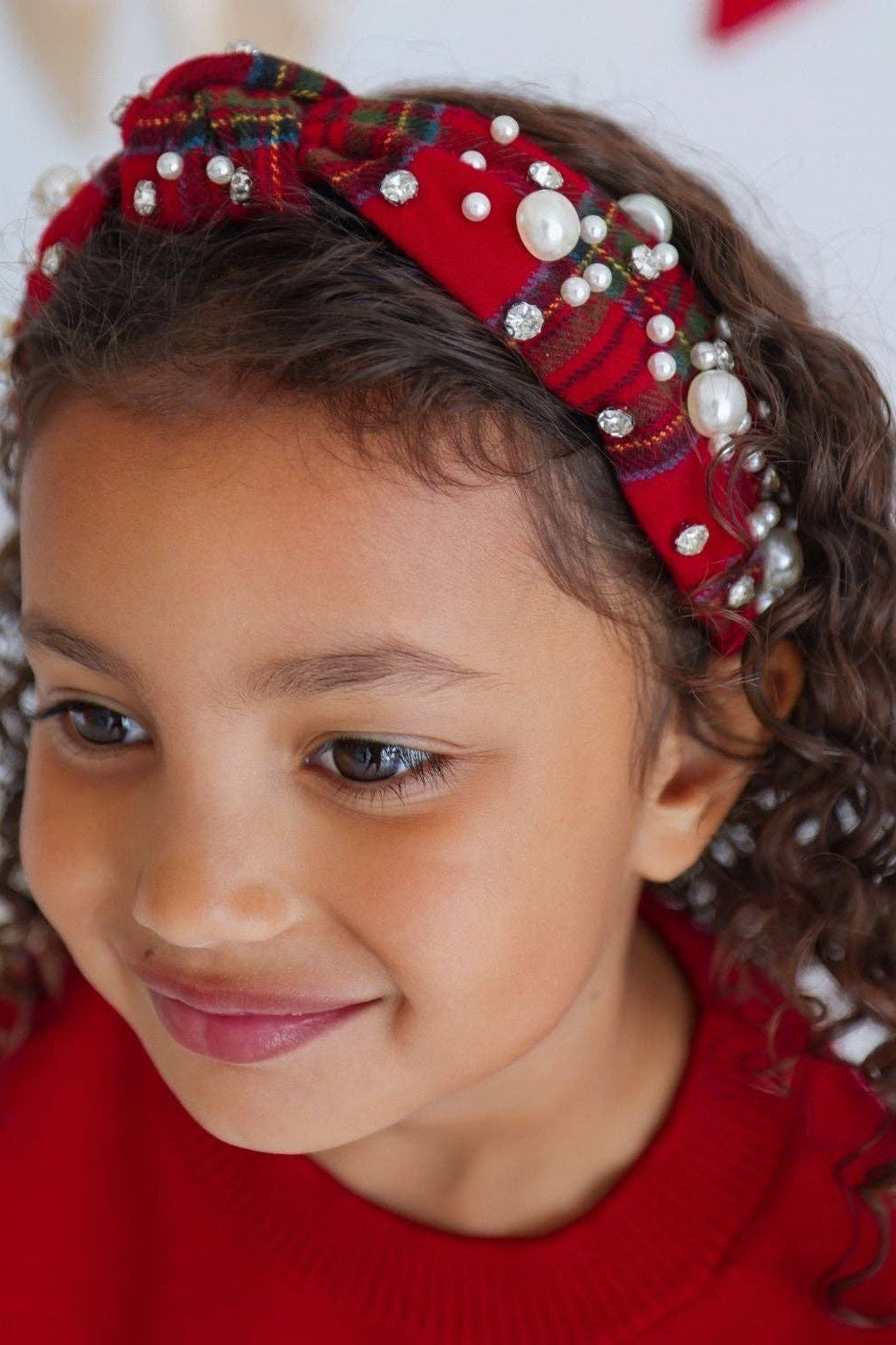 Be Merry Plaid Pearl Headband