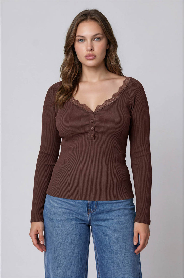 Hadley Lace Trim Knit Top