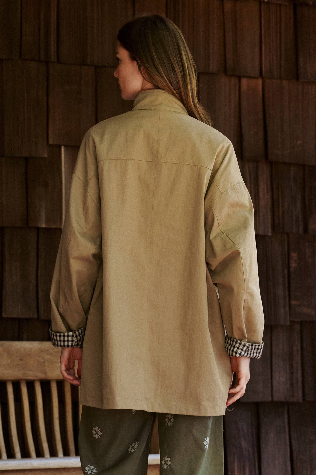 London Oversized Plaid-Lined Coat