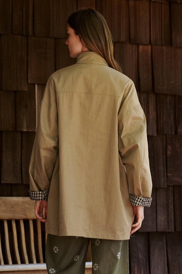 London Oversized Plaid-Lined Coat