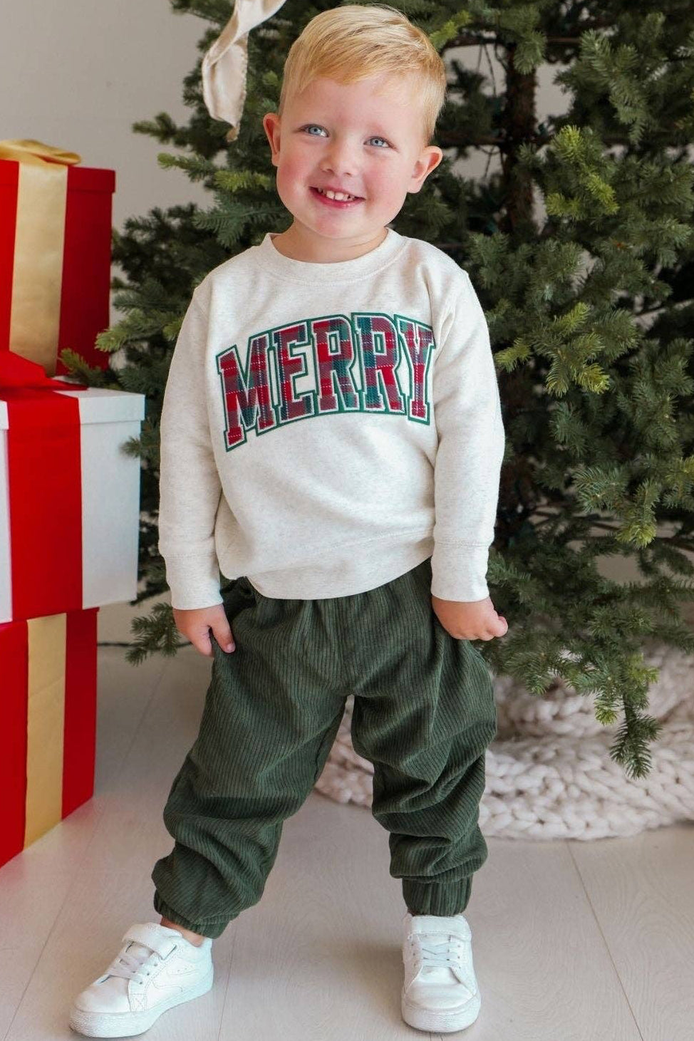 Be Merry Plaid Patch Sweatshirt
